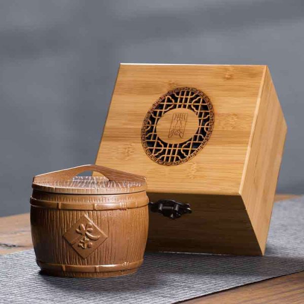龙泉青瓷 茶叶罐密封储茶罐 陶瓷灰釉茶罐精美礼盒 商务送礼雕刻