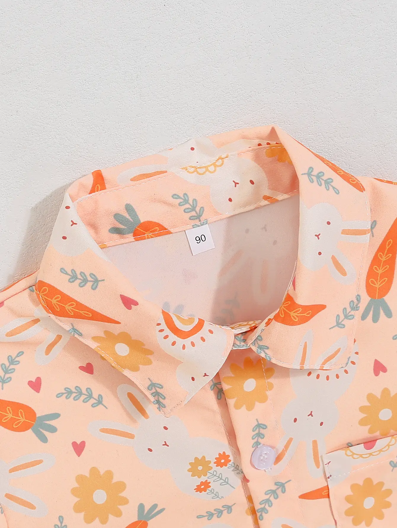 新款跨境春夏款款男童复活节红萝卜兔子印花翻领长袖衬衫厂家批发