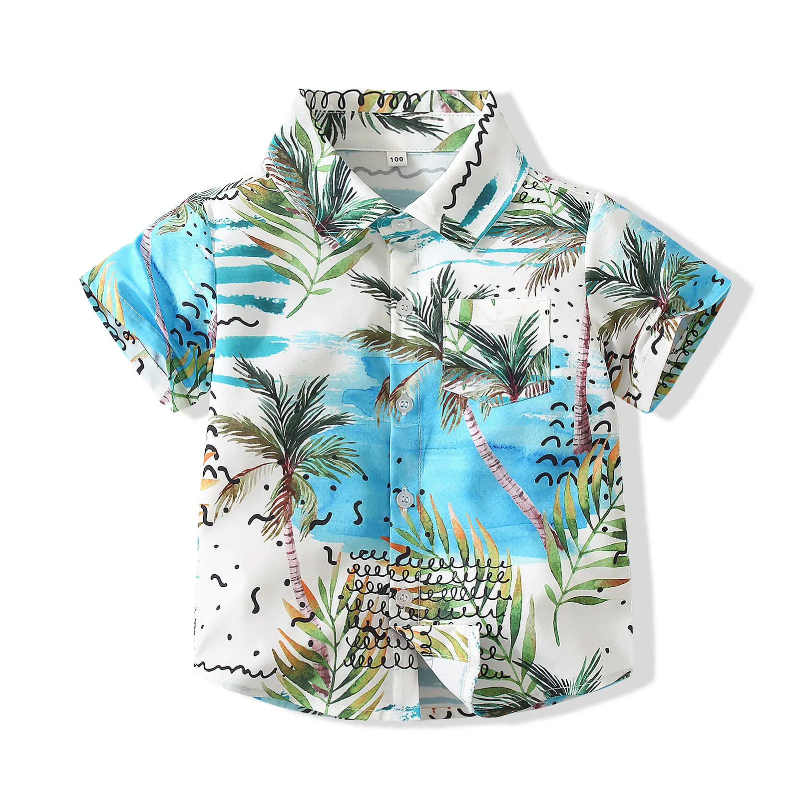 跨境 男童套装夏季新款沙滩服1.2.3.4岁休闲海边度假印花童装代发
