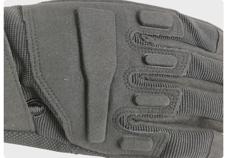 黑色全指战术手套 减震防滑 户外越野救援 高强涤纶 户外运动防护