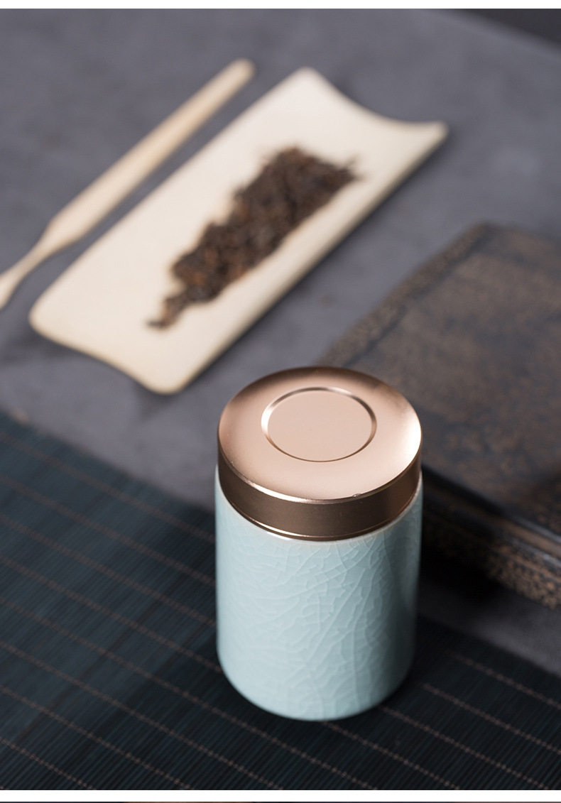 龙泉青瓷 厂家直销小号迷你茶叶罐 陶瓷密封便携茶罐礼盒雕刻代发
