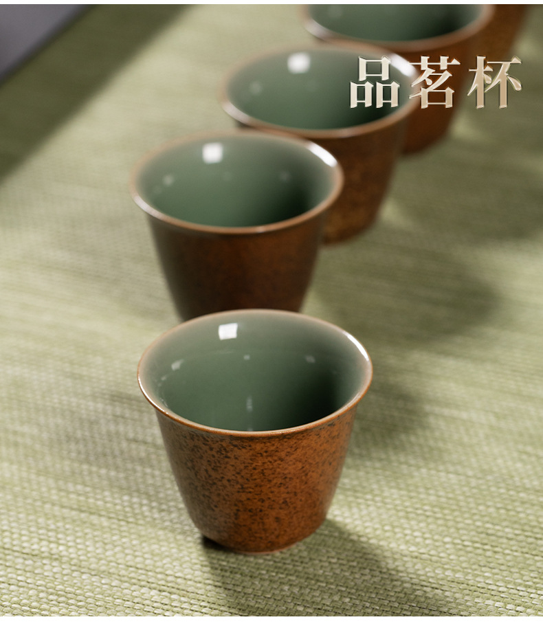 龙泉青瓷功夫茶具套装柴烧复古高档家用陶瓷泡茶壶喝茶品茗杯整套