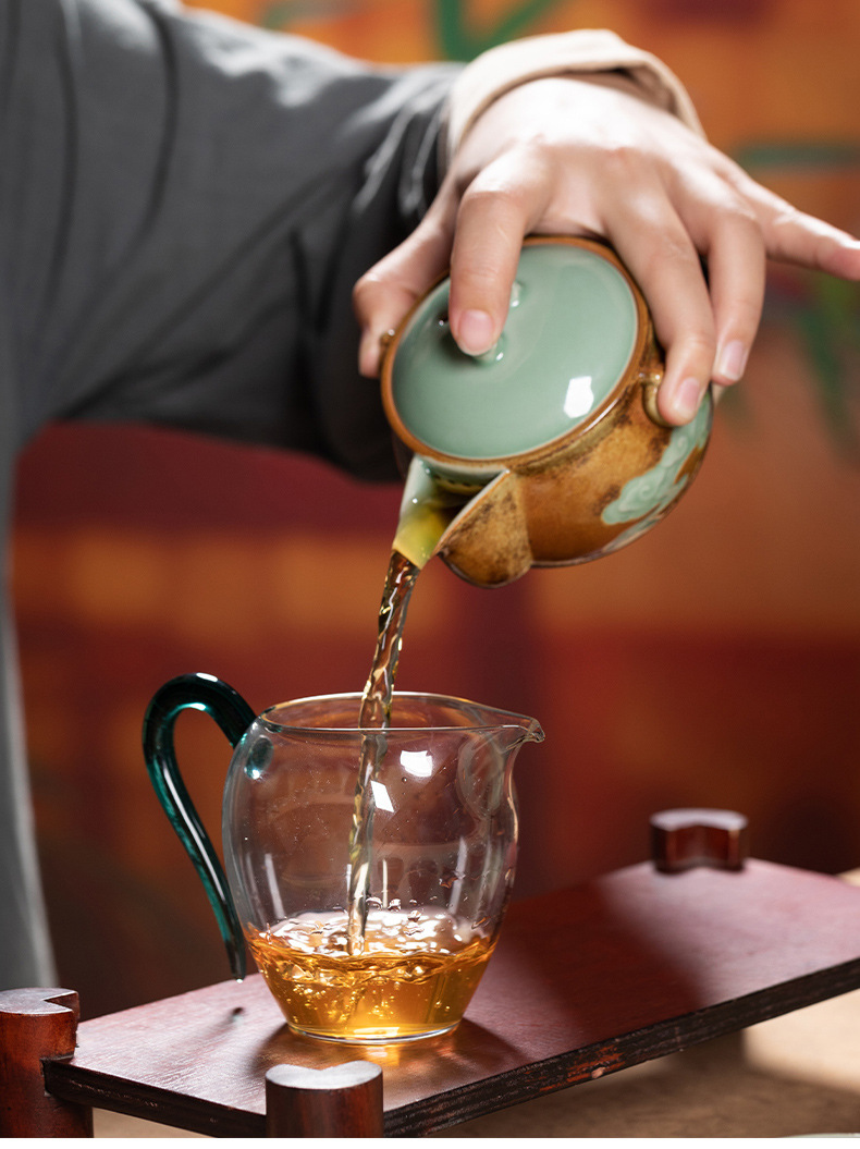 龙泉青瓷 茶具套装高档手抓泡茶壶茶杯整套 陶瓷家用会客功夫茶具
