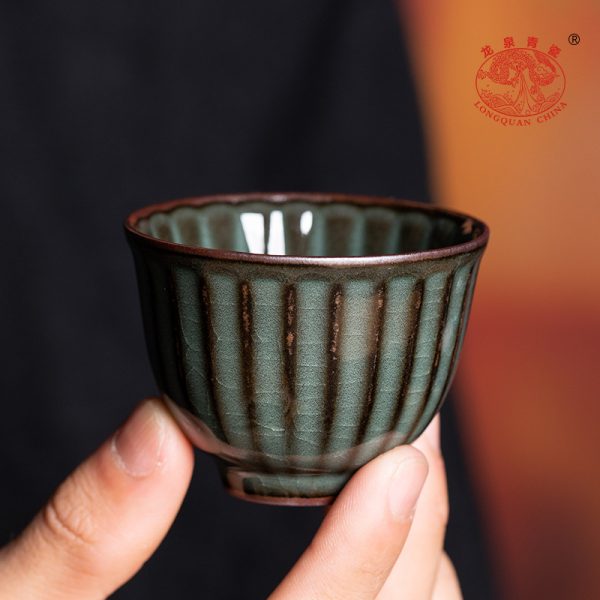 龙泉青瓷 哥窑铁胎手工主人杯单杯 陶瓷功夫茶具茶杯子冰裂品茗杯