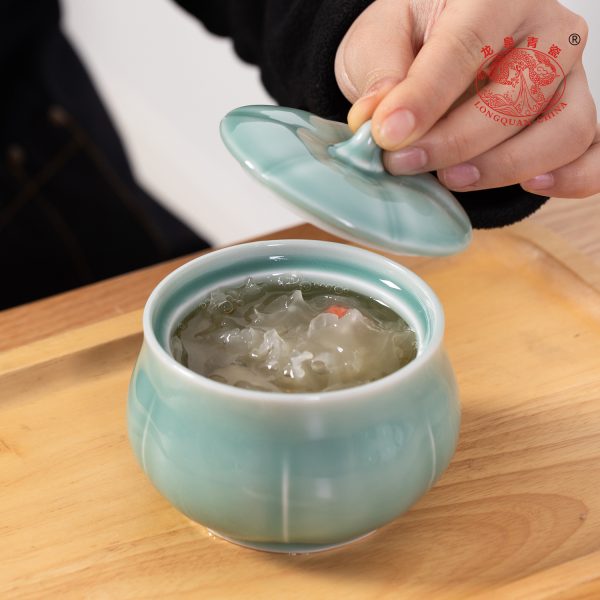 龙泉青瓷炖盅隔水炖家用带盖蒸菜鸡蛋羹陶瓷汤盅炖罐用蒸蛋碗煲汤