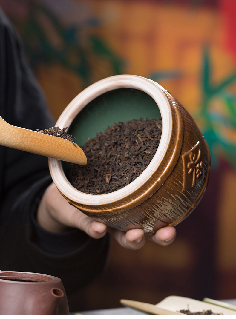 龙泉青瓷 陶瓷灰釉茶叶罐原矿手工密封罐 中式储茶罐醒茶罐礼盒装