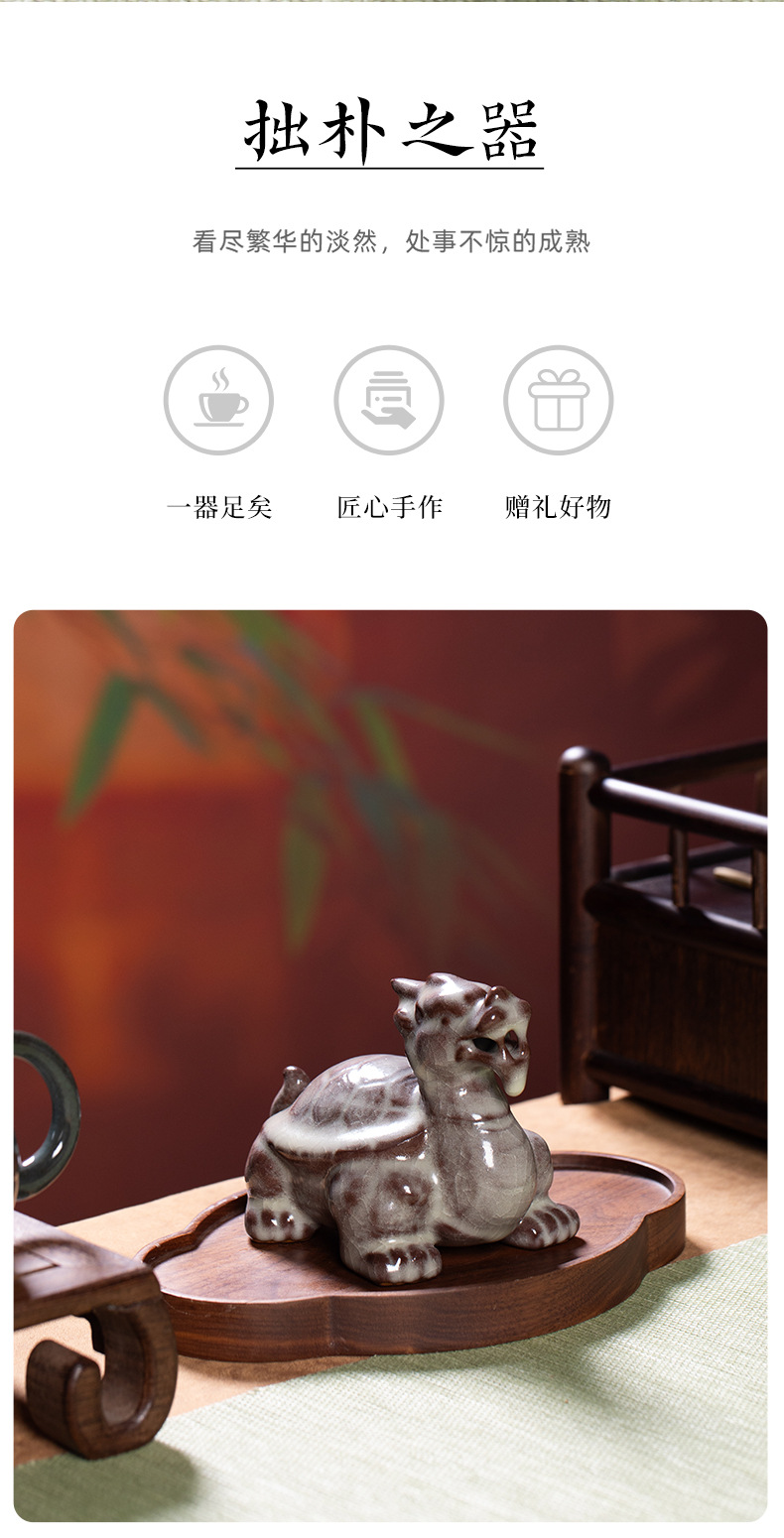 龙泉青瓷龙龟摆件精品茶宠龙年茶玩茶桌茶台装饰品吉祥物茶道配件