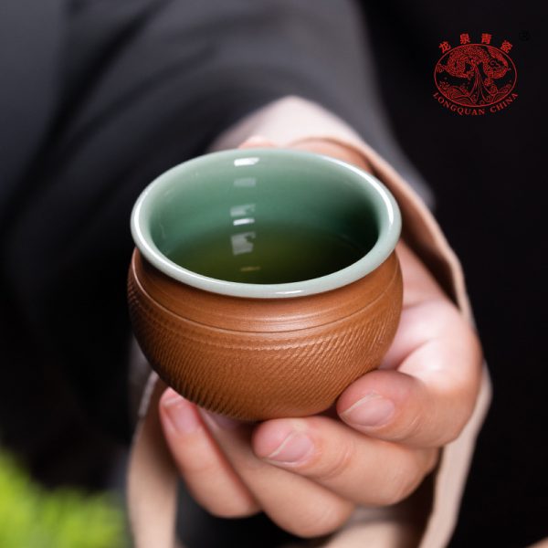 龙泉青瓷 主人杯手工跳刀功夫茶杯泡茶盏杯 陶瓷高档风水缸品茗杯