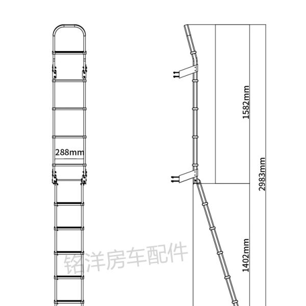 房车后爬梯 旅居车拖挂车内外组合爬梯 大通V80全顺可折叠梯子