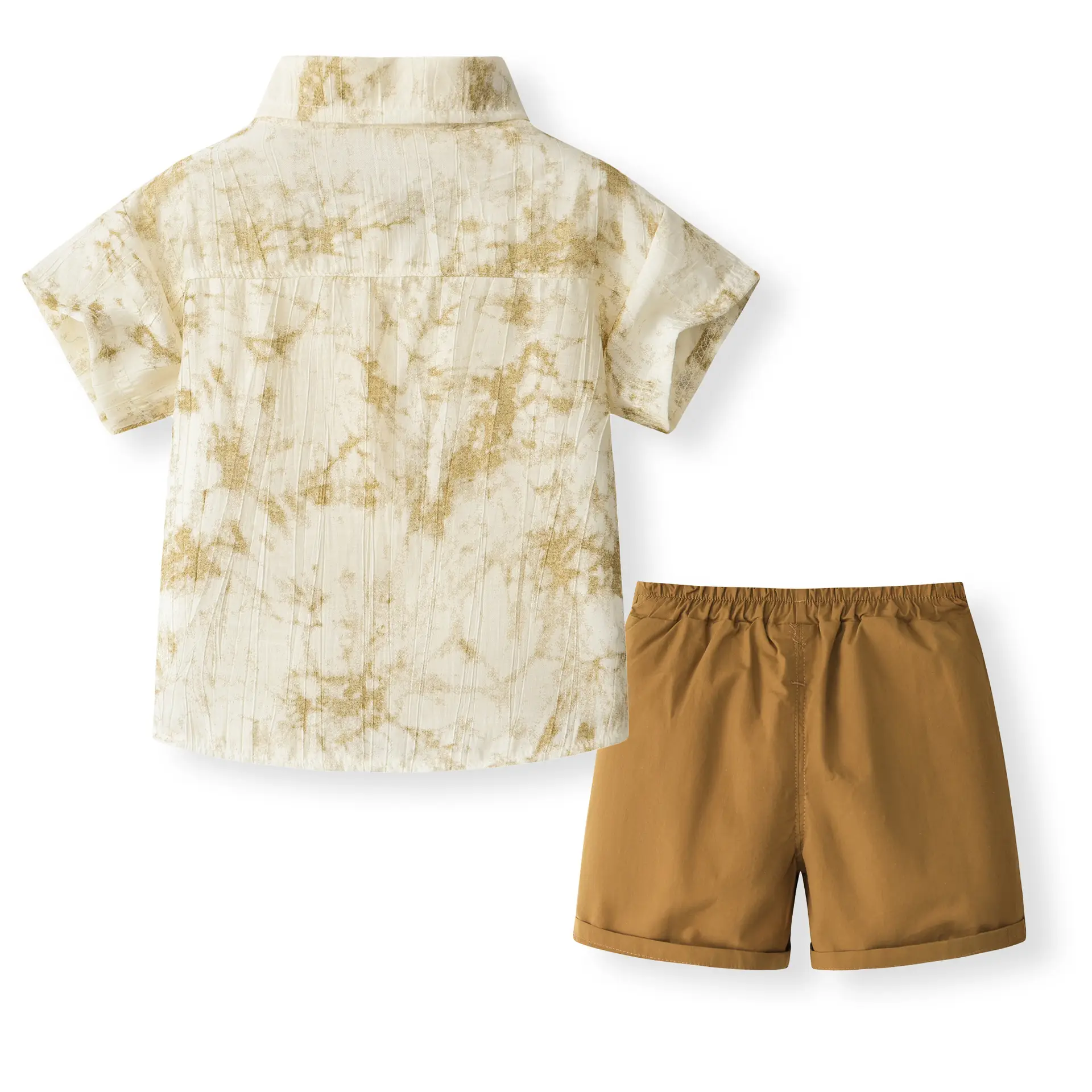 夏季新男童短袖衬衫套装跨境韩版儿童翻领开衫上衣男宝宝夏装衣服