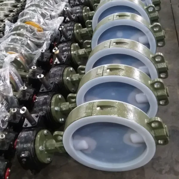 衬氟蝶阀涡轮 D371F46-16C 衬四氟对夹蝶阀 化工耐酸碱衬氟阀门