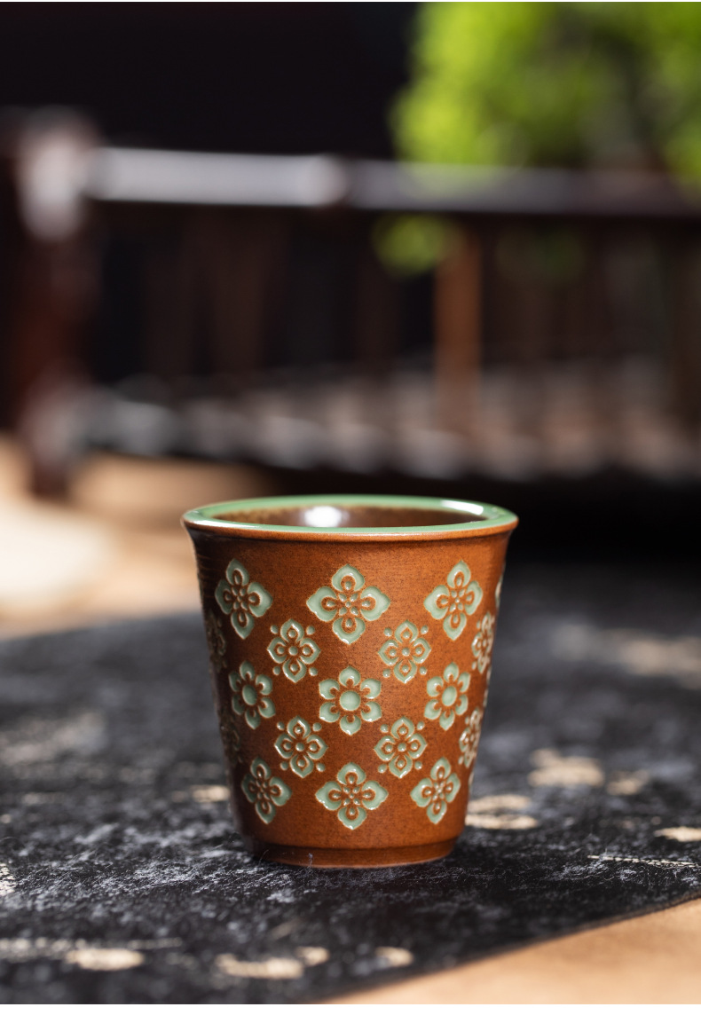 龙泉青瓷主人杯单杯功夫茶具宝相花闻香一口杯单个茶杯品茗杯个人