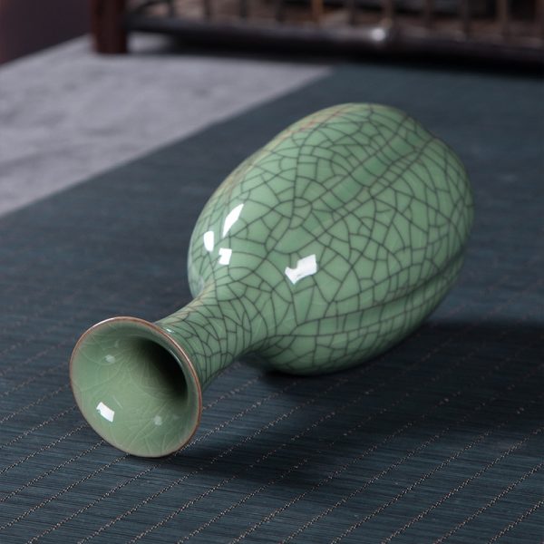 龙泉青瓷 创意小号陶瓷花瓶插花器 中式复古桌面台面家居饰品摆件