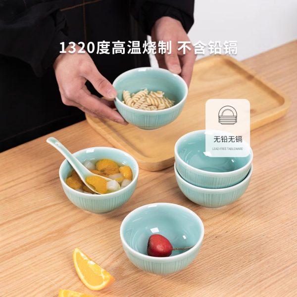 龙泉青瓷10个装米饭碗家用餐具喝粥碗早餐小汤碗简约陶瓷2024新款