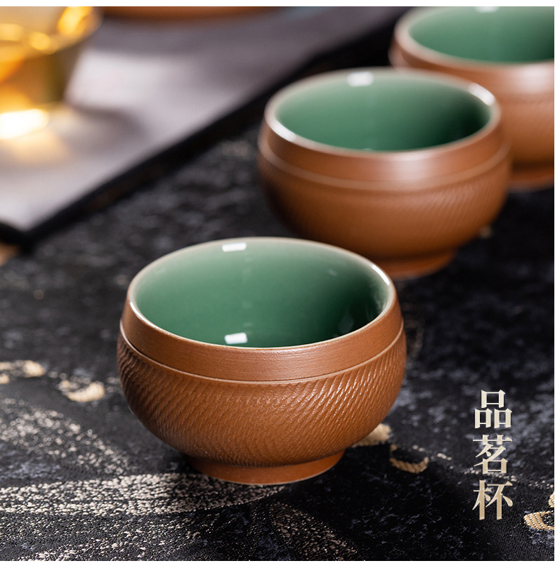 龙泉青瓷功夫茶具手工跳刀盖碗茶壶茶杯套装陶瓷轻奢商务伴手礼