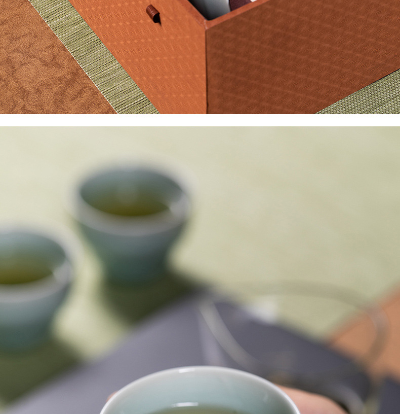 龙泉青瓷 功夫茶具套装家用盖碗茶杯整套 陶瓷中式高档茶具礼盒装