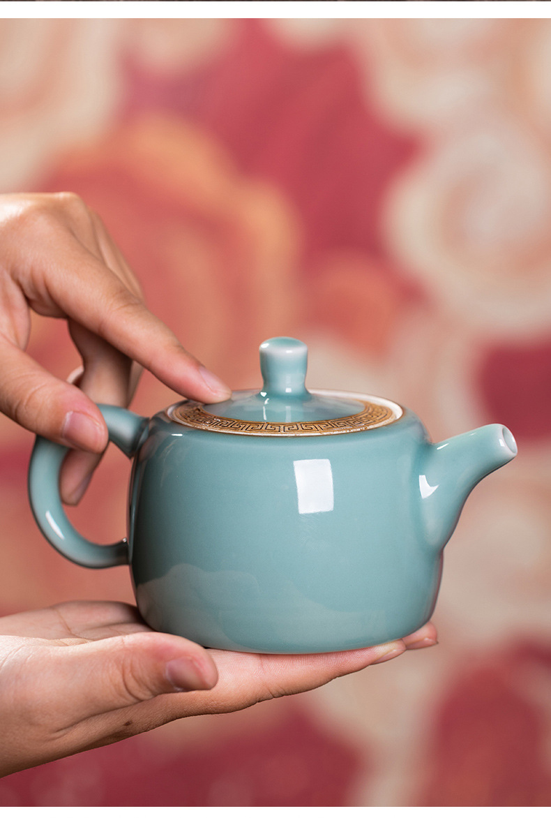 龙泉青瓷 创意手工壶家用过滤泡茶壶 陶瓷中式高档功夫茶具泡茶器