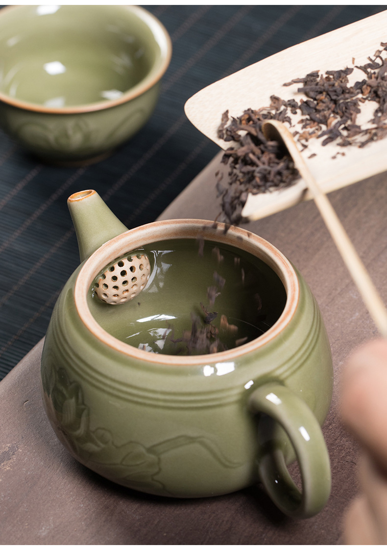 龙泉青瓷 创意原矿手工仿古功夫茶壶 陶瓷茶具茶道配件泡茶壶单壶