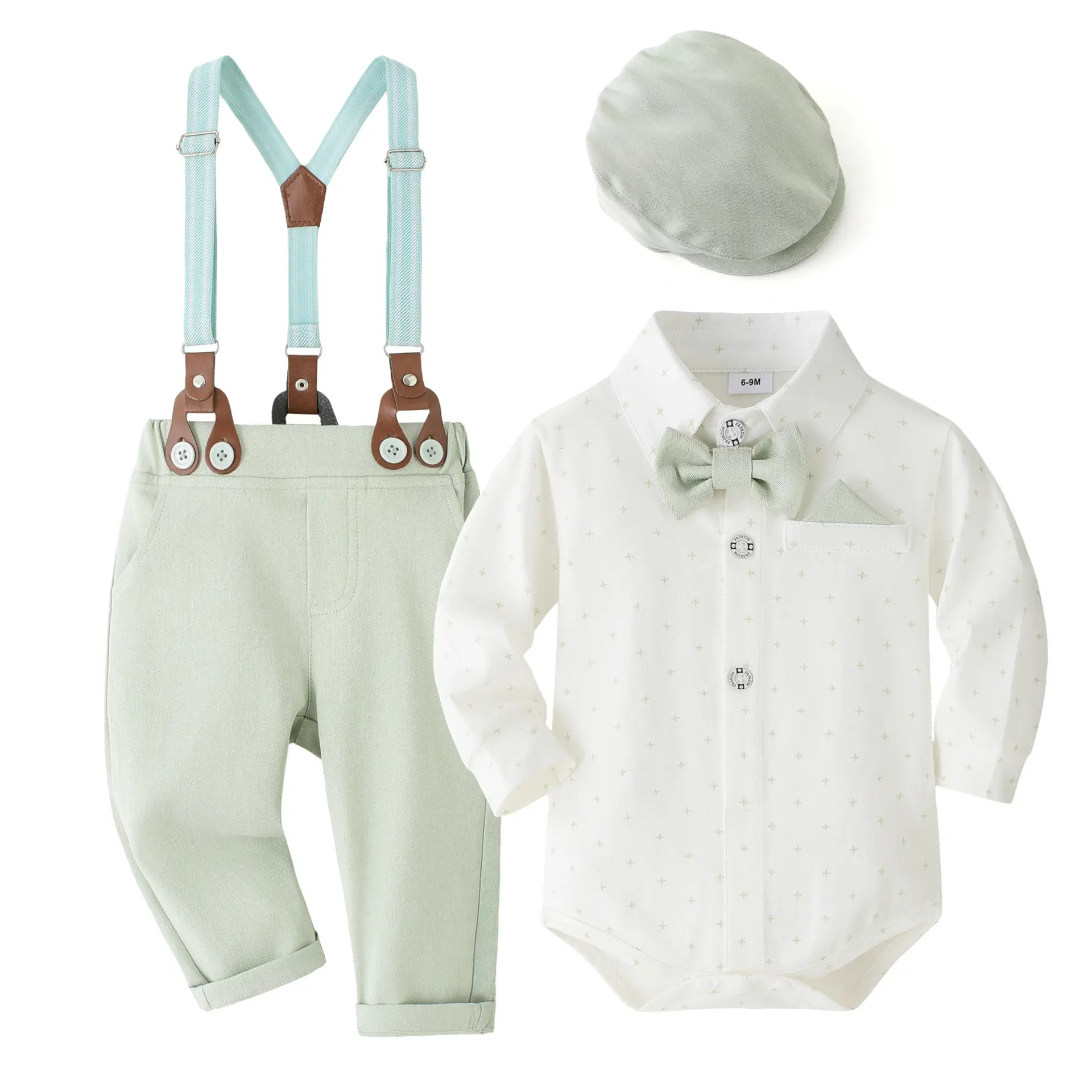 婴幼童绅士礼服套装儿童生日宴会西服宝宝周岁哈衣带帽背带裤衣服