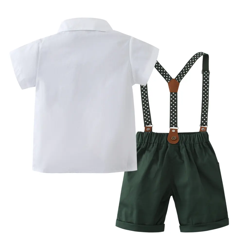 加工定制 男宝宝夏季新款儿童短袖两件套背带英伦绅士kids dress