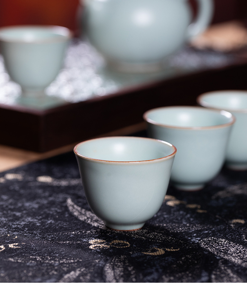 龙泉青瓷汝窑新款功夫茶具陶瓷家用汝瓷中式高档办公喝茶品茗套装