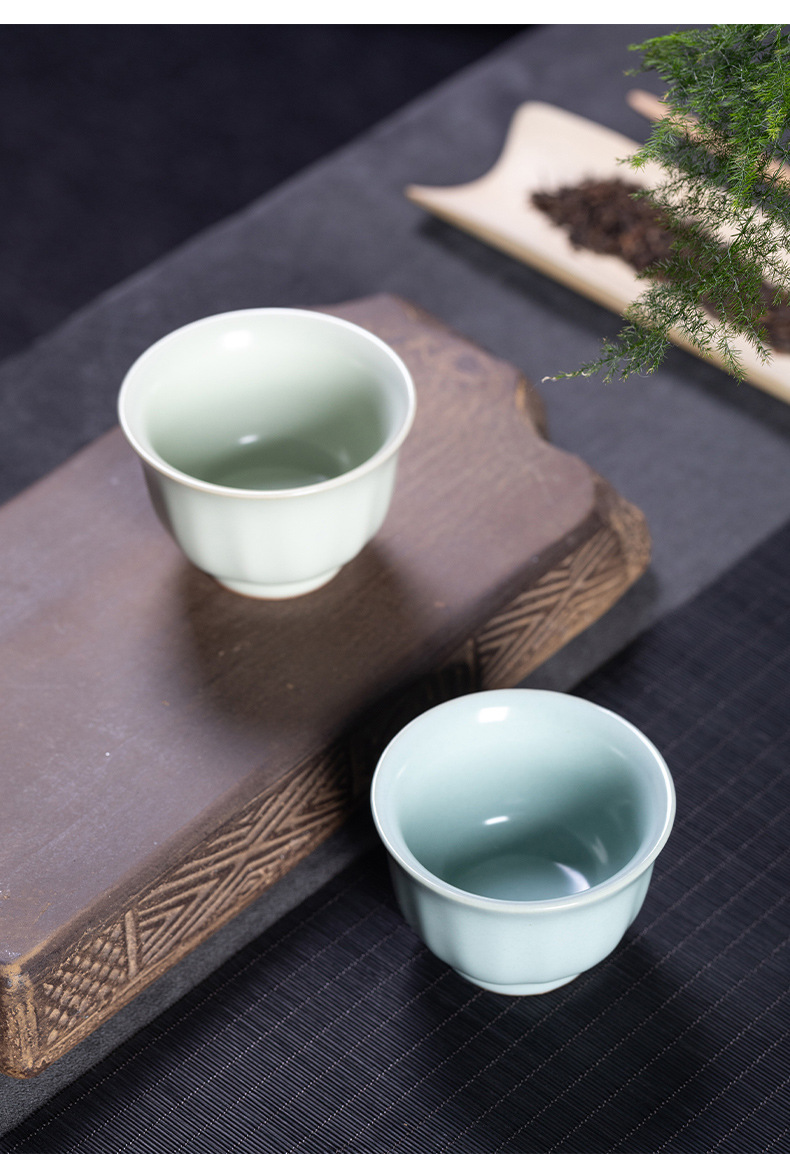 汝窑月白釉手工杯主人杯单个杯 陶瓷品茗杯家用功夫茶杯茶碗茶盏