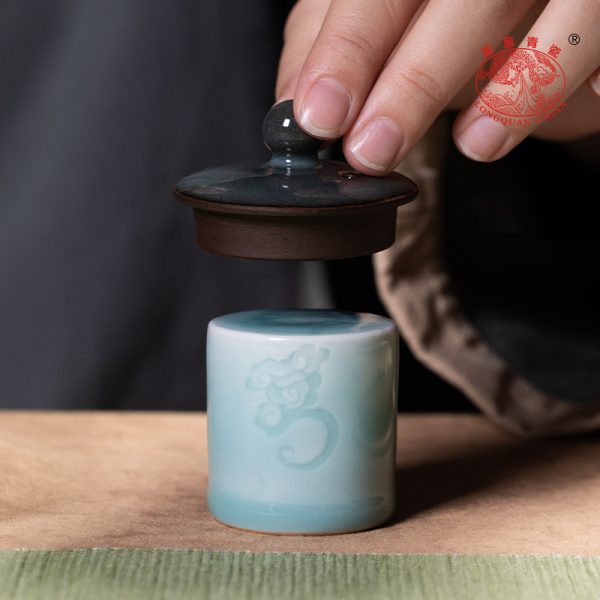 龙泉青瓷 盖置家用纯手工窑变盖托盖置 陶瓷盖碗茶托创意茶道配件
