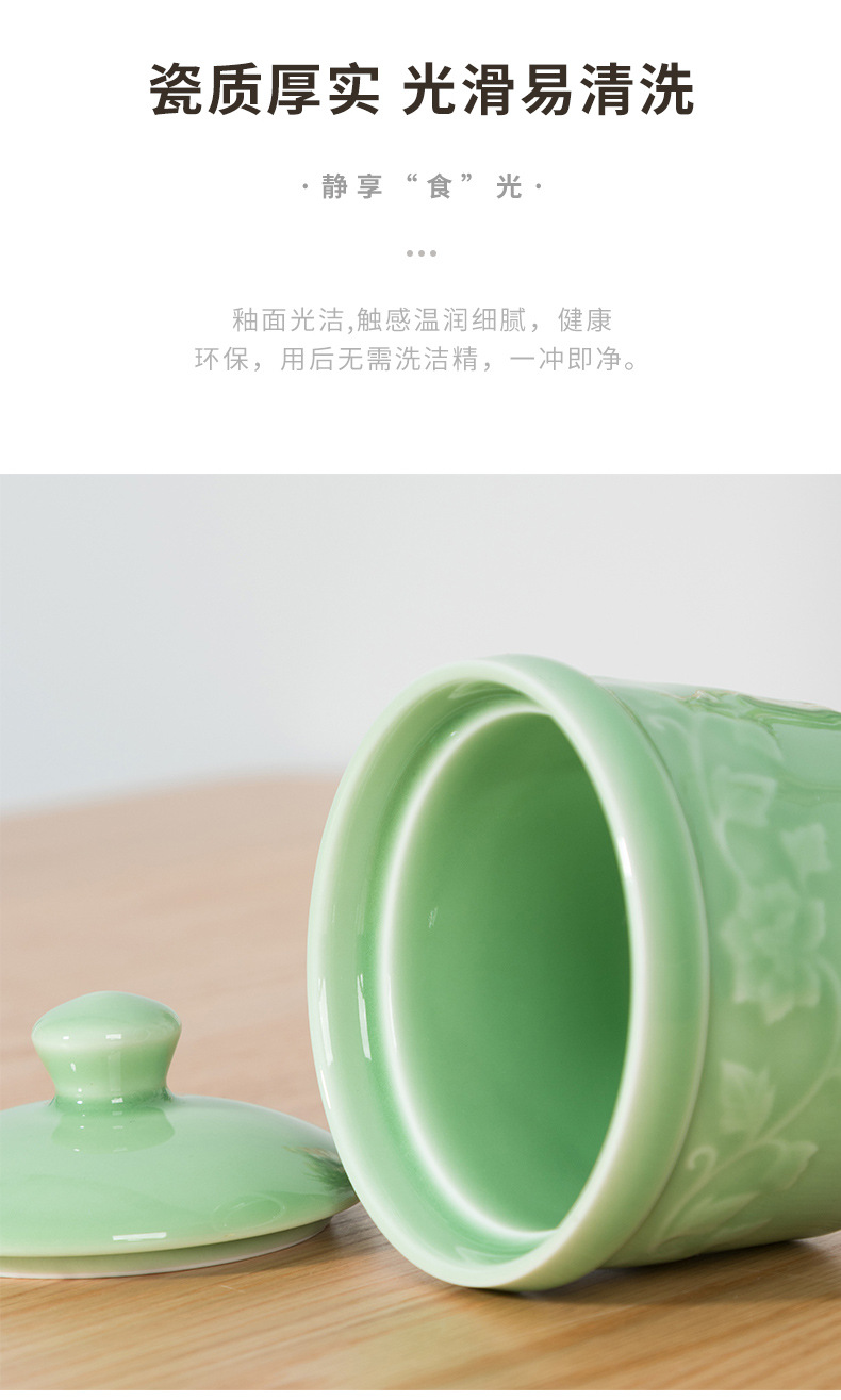 龙泉青瓷 炖盅炖锅甜品汤盅 陶瓷带盖小汤锅燕窝雪蛤隔水蒸蛋煲汤