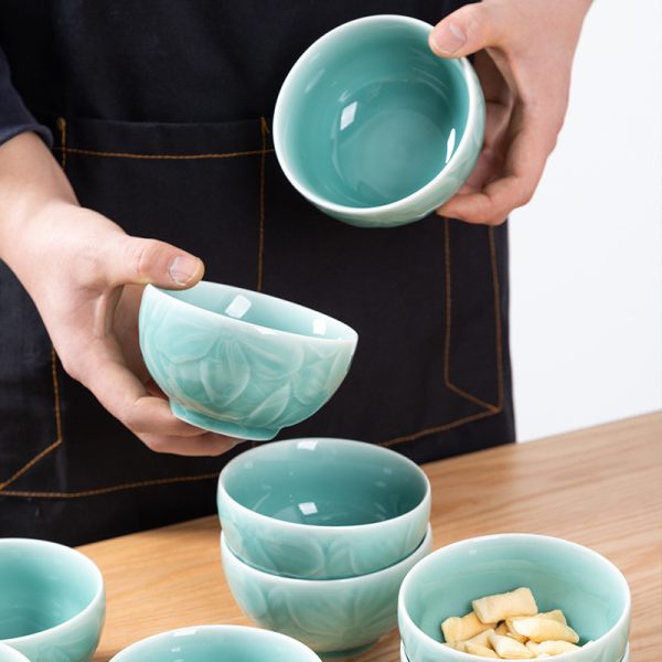 龙泉青瓷 酒店家用米饭碗大号汤碗 陶瓷中式创意餐具厂家直销批发