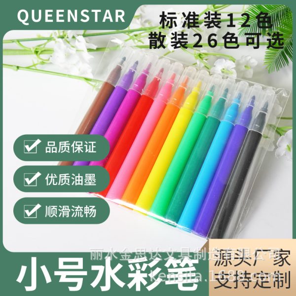 水彩笔绘画笔套装幼儿园小学生可水洗涂鸦标记儿童礼物彩色笔12色