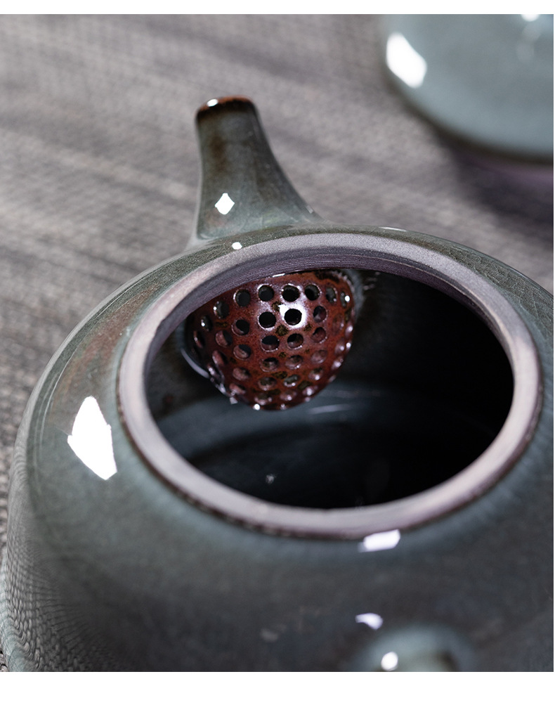 龙泉青瓷功夫茶具套装家用高档陶瓷铁胎手工盖碗泡茶壶礼盒装批发