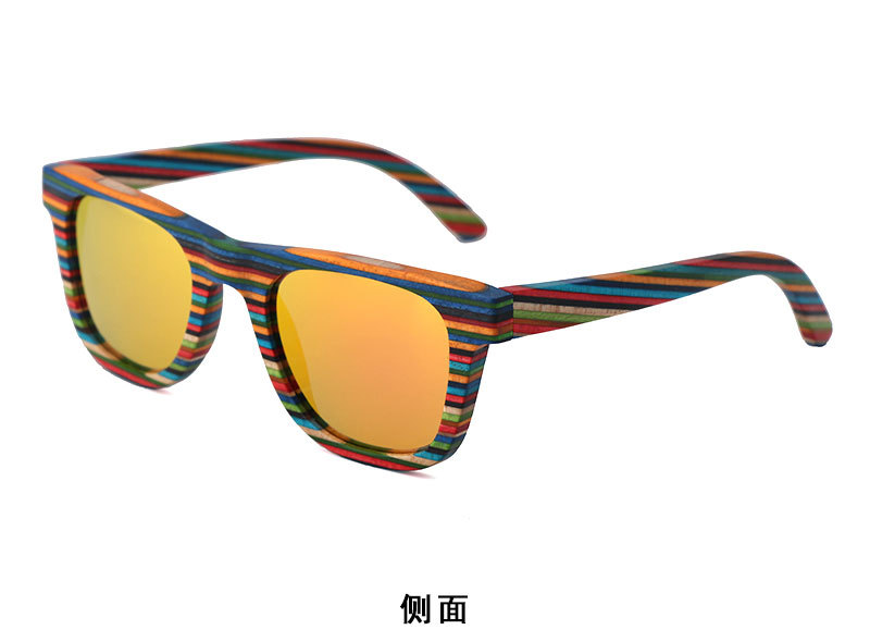 新款跨境男女士竹木眼镜  时尚彩木多层偏光太阳眼镜  UV400 现货