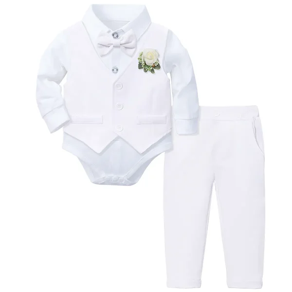 男童绅士西服套装新款周岁生日礼服马甲三件套婴儿抓周衣服屁衬衫