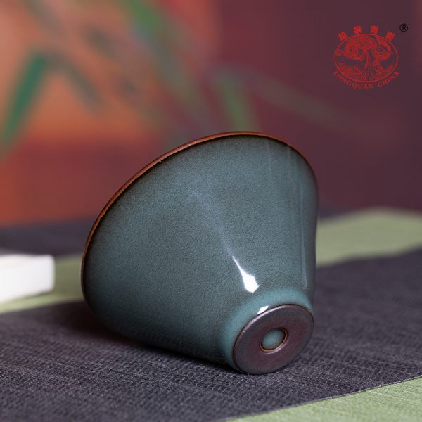 龙泉青瓷 家用功夫茶杯创意手工铁胎主人杯 陶瓷大容量品茗杯单杯