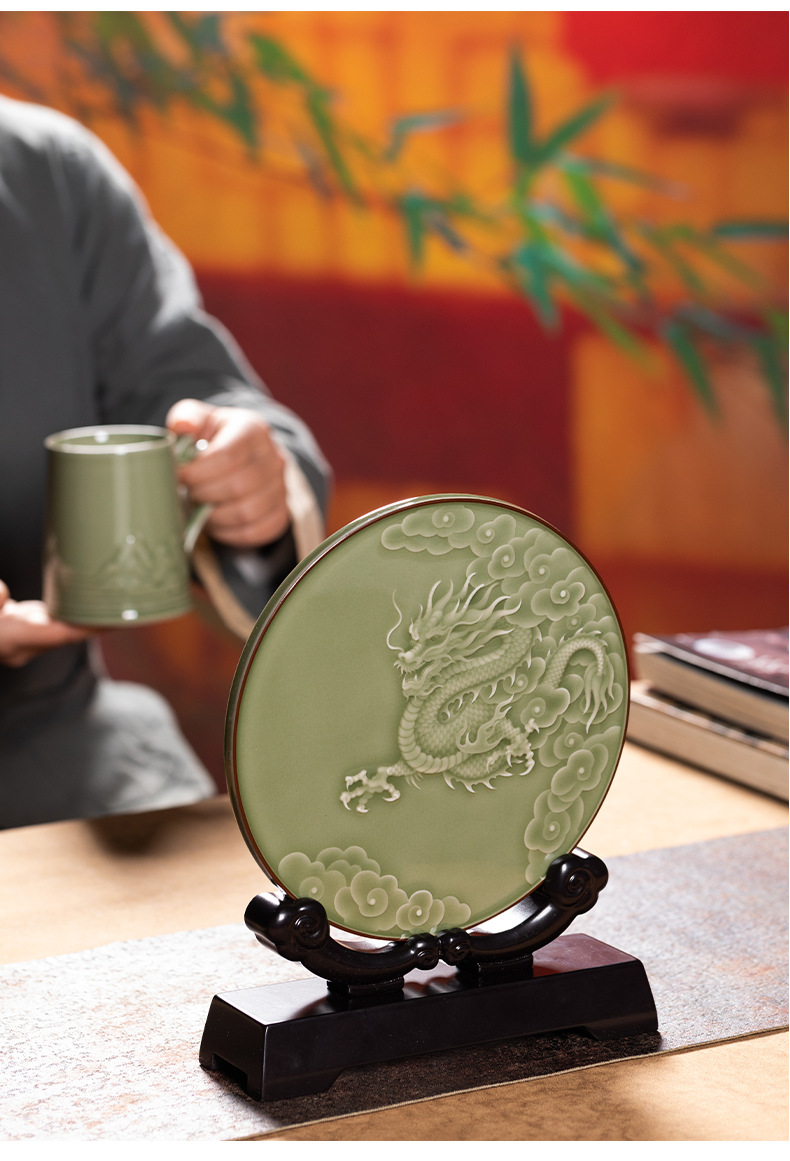 龙泉青瓷办公茶杯套装家用高档马克杯陶瓷泡茶水杯商务伴手礼盒装