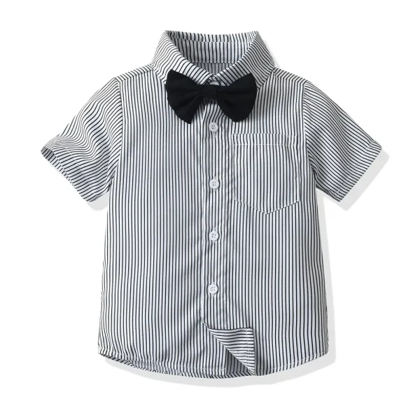 男童套装夏装儿童新款棉短袖条纹衬衫周岁礼服外贸夏季中小童童装