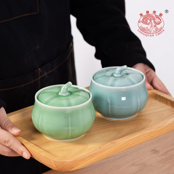 龙泉青瓷炖盅隔水炖家用带盖蒸菜鸡蛋羹陶瓷汤盅炖罐用蒸蛋碗煲汤