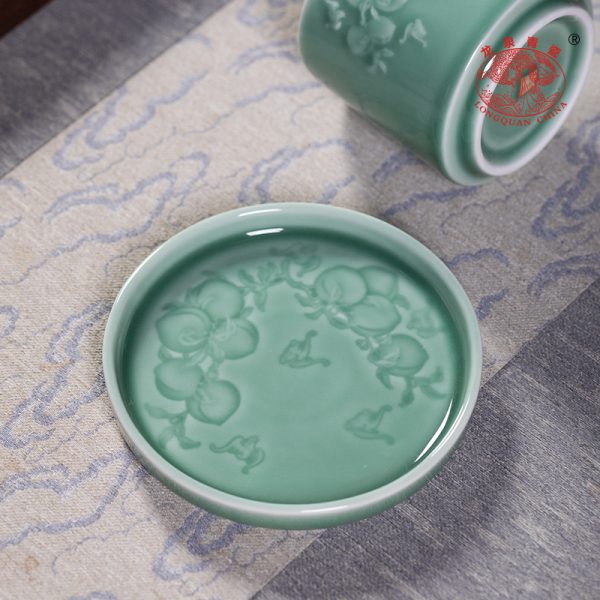 龙泉青瓷马克杯陶瓷喝水杯子杯碟套装创意家用办公室早餐咖啡杯