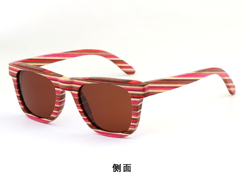 新款跨境男女士竹木眼镜  时尚彩木多层偏光太阳眼镜  UV400 现货