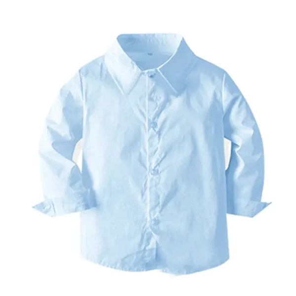 跨境 欧美春秋季新款男宝宝绅士服 浅蓝长袖衬衫长裤套装厂家批发