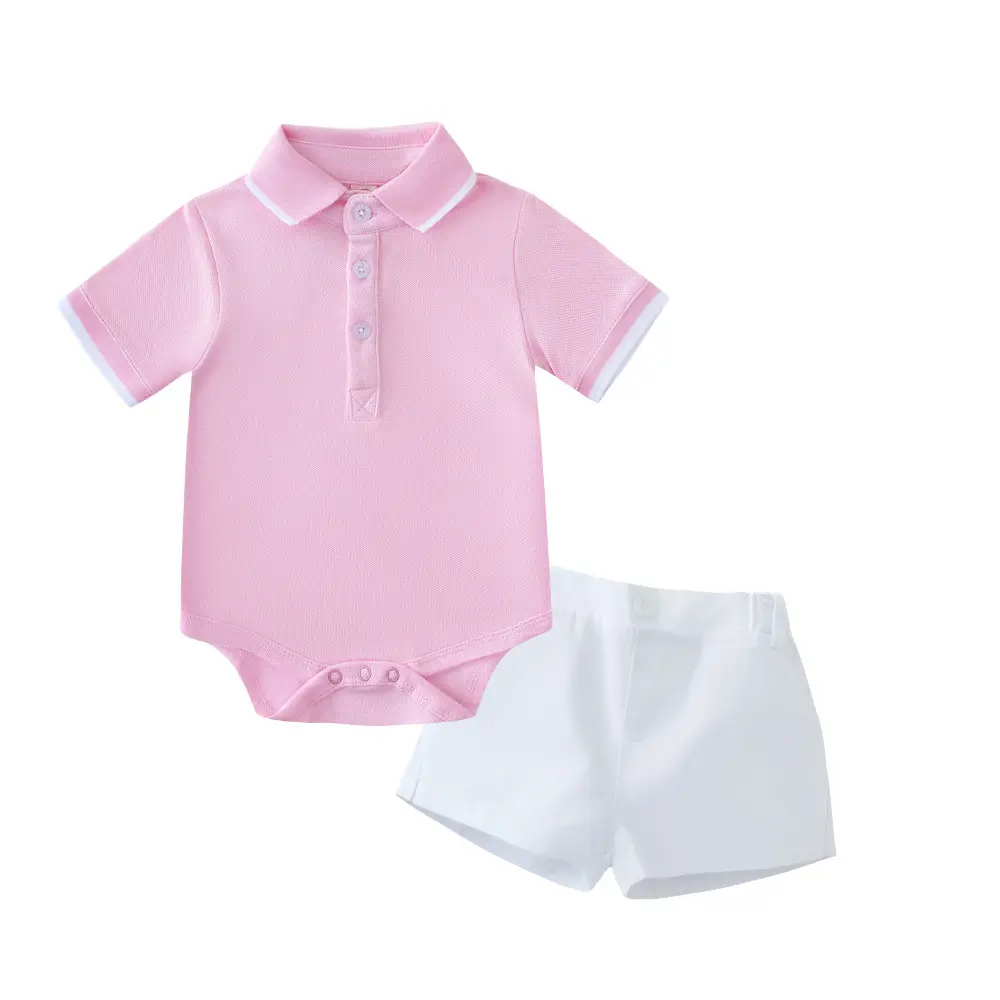 加工定制 跨境 新款男宝宝绅士POLO衫爬服套装 +帽子男童童装批发