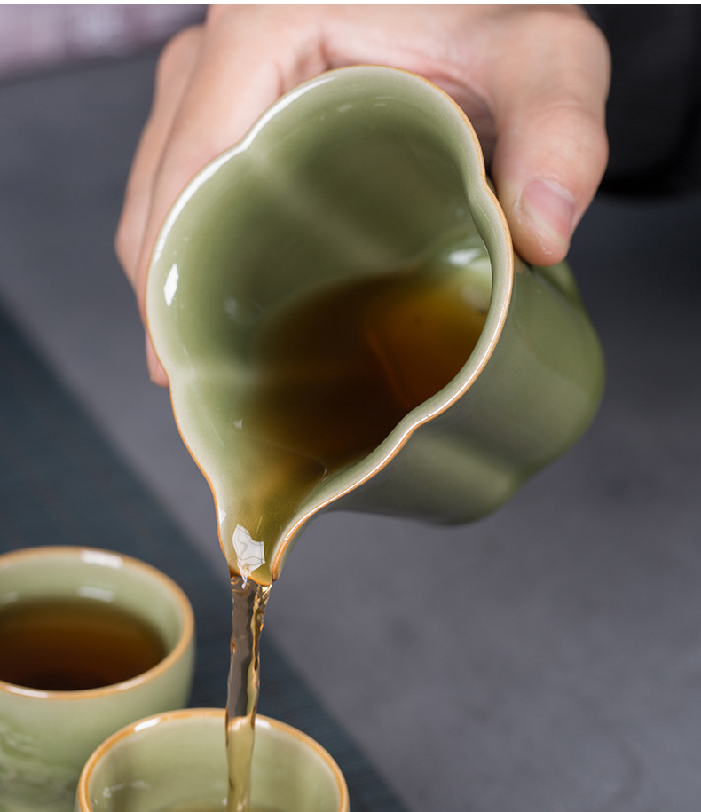 龙泉青瓷 越窑仿古大套功夫茶具套装 陶瓷盖碗泡茶壶家用商务送礼