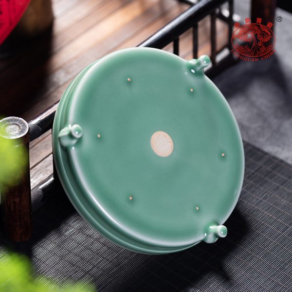 龙泉青瓷 手工跳刀壶垫壶承干泡台茶盘 功夫茶具养壶储水底座壶托