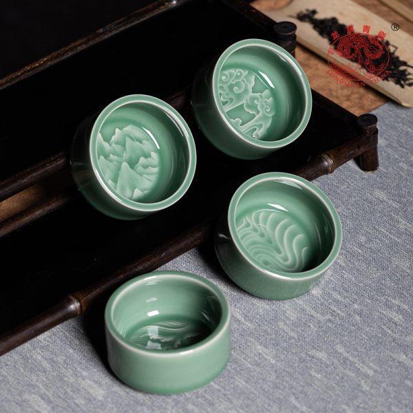 龙泉青瓷 创意手工主人杯单杯功夫茶杯 陶瓷高档正直品茗杯泡茶碗