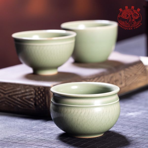 龙泉青瓷 创意秘色釉跳刀手工主人杯 陶瓷功夫茶具品茗杯茶碗茶盏