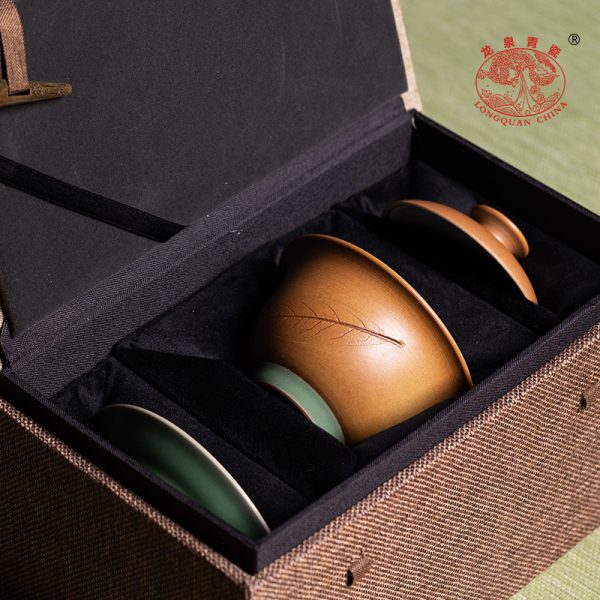 龙泉青瓷 功夫茶具三才盖碗手抓敬茶碗 陶瓷叶正茂手工高档泡茶碗