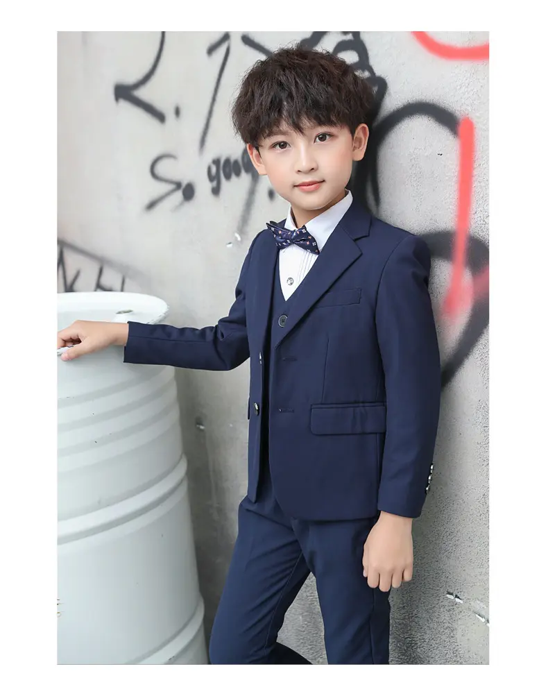 儿童小西装套装花童外套主持人男孩礼服大童宝宝男童西服三件套