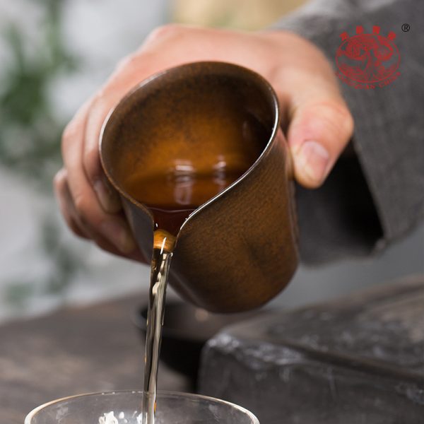 龙泉青瓷手工仿柴烧公道杯大号茶海陶瓷卓鑫伟手作薄胎瓜棱分茶器