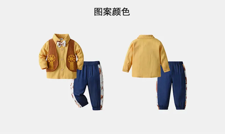 童装批发一手货源印花刺绣两件套儿童套装宝宝春秋小礼服男童秋装
