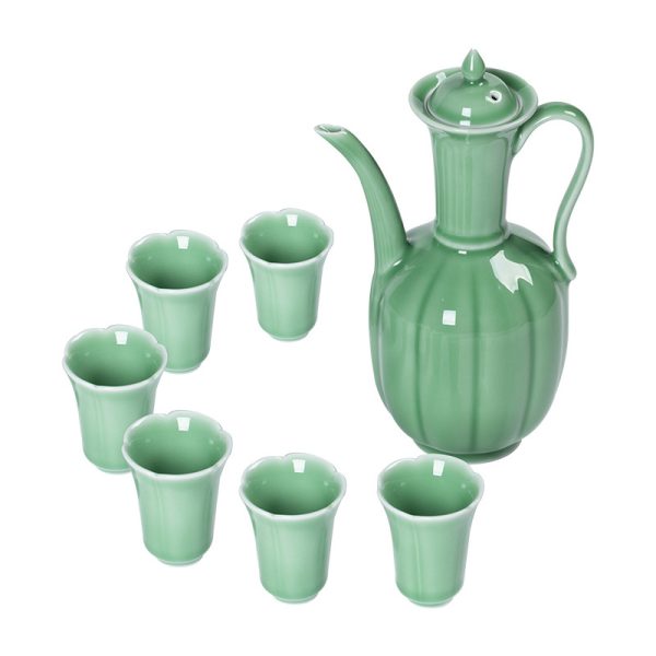 龙泉青瓷仿宋手执壶汤瓶点茶过滤酒壶宋代功夫茶具白酒分酒器套装
